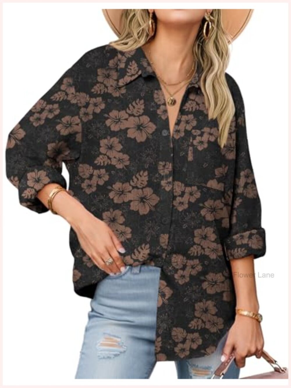Women's Cotton Button Down Long Sleeve Gauze Top Casual Camp Shirt
